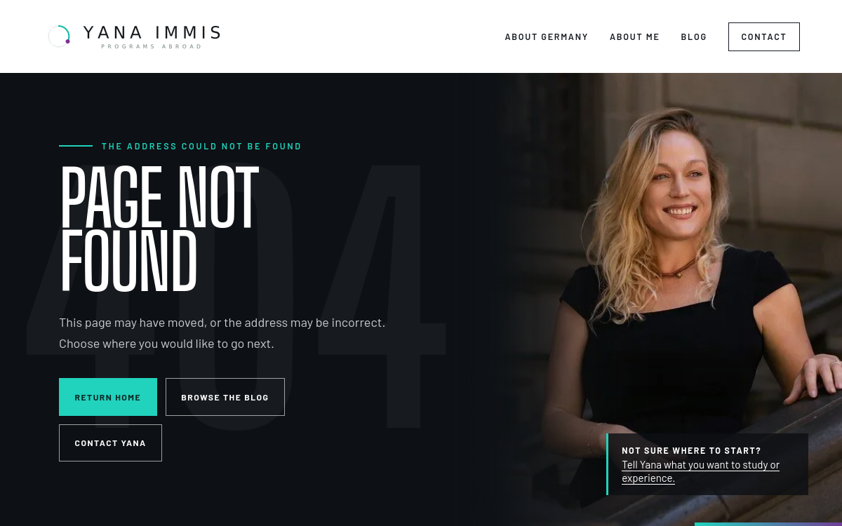 Small preview of the Yana Immis page-not-found design